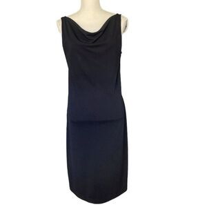 Vintage Express Women's Sleeveless Black Cowl Neck Midi Length Dress Size 6